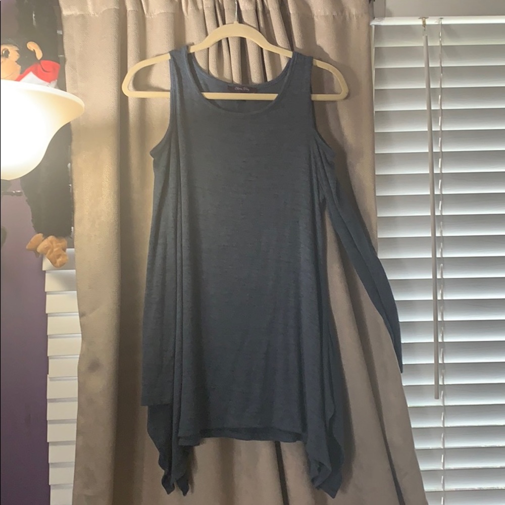 Blue dress with cutout shoulders